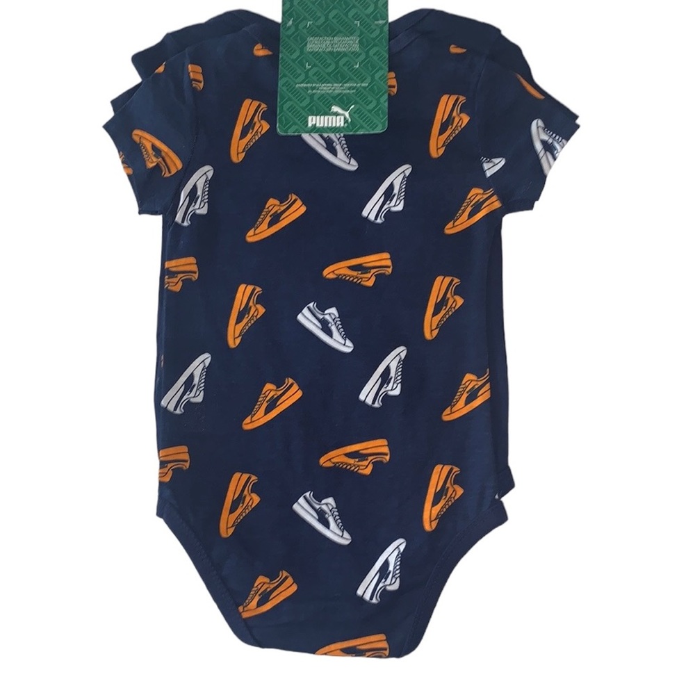 PUMA Set of 2 Navy Blue Graphics Onesie Bodysuits Size 12 Months - Picture 2 of 2